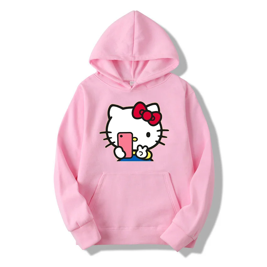 Kawaii Hello Kitty casual cute print unisex hoodie spring and autumn Sanrio cartoon casual sports street print hoodie