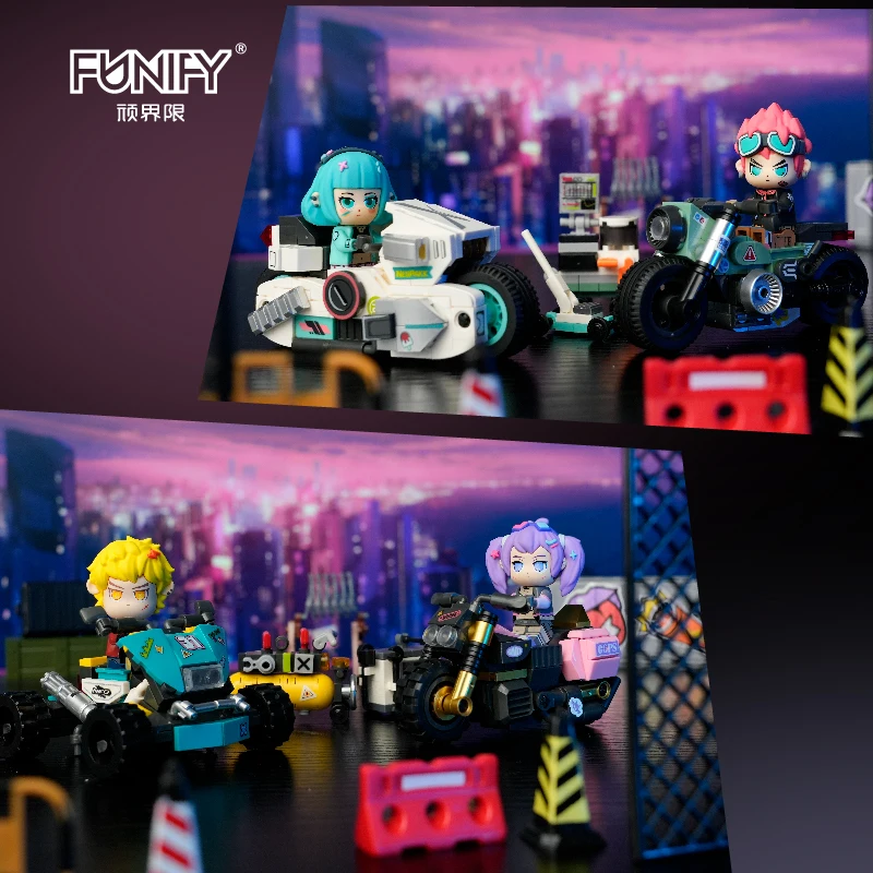 4 Styles Cyberpunk Rider Mini Figure & Motorcycle Building Blocks | Collectible Anime Brick Toys for Kids & Adults view 2