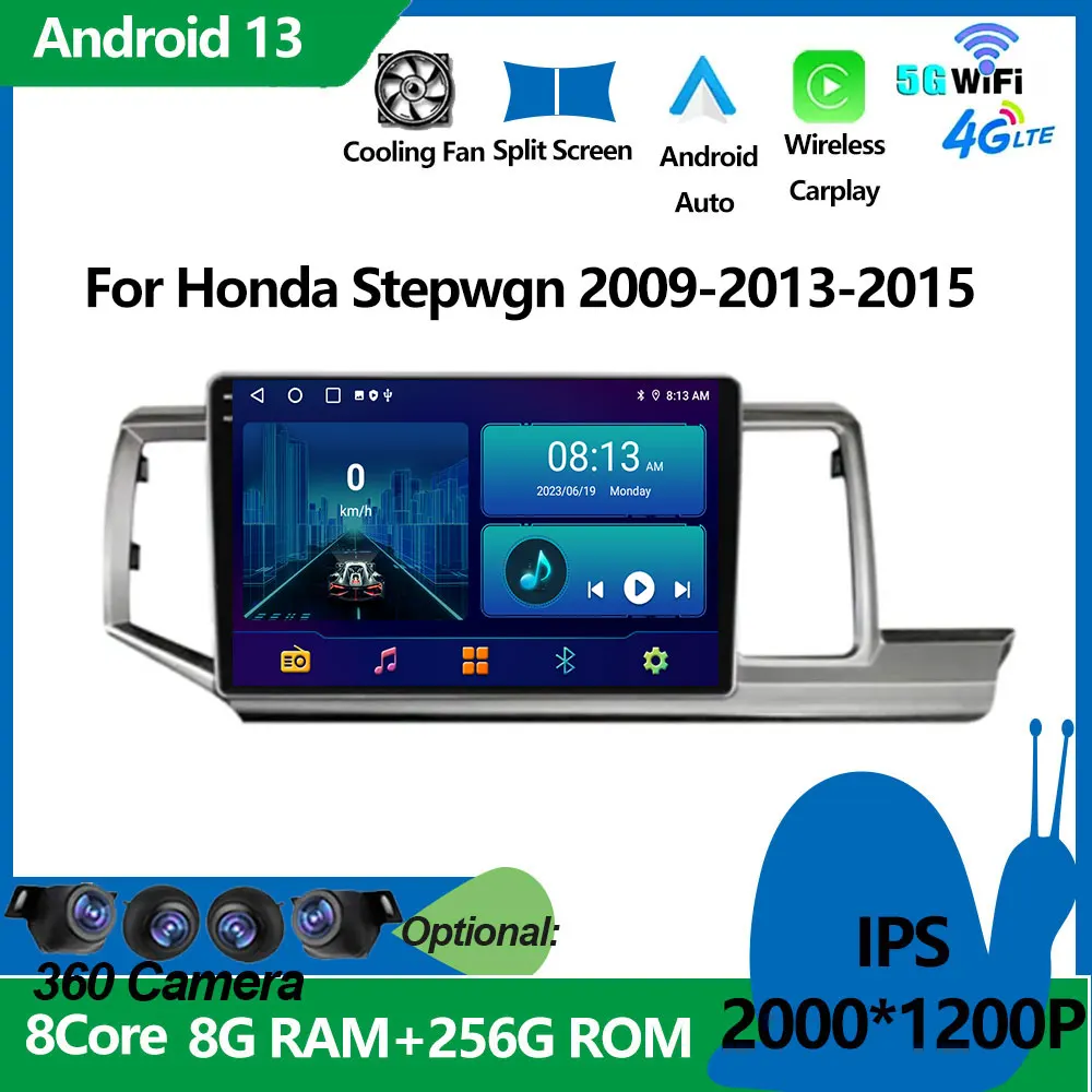 

Автомобильный беспроводной Carplay Android 13 для Honda Stepwgn 2009-2015, автомобильный радиоприемник, мультимедийный плеер, навигация, стерео, видеоплеер, FM, SWC