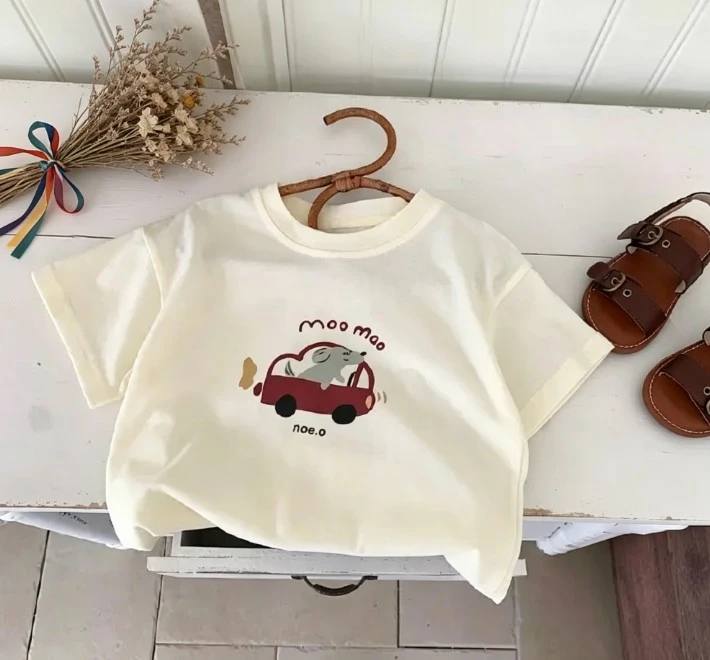Toddler Summer Tees Children Bright Color T Shirt Fun Animal Prints Soft Cotton Tops Perfect For Baby Boys Girls Wear Clothing