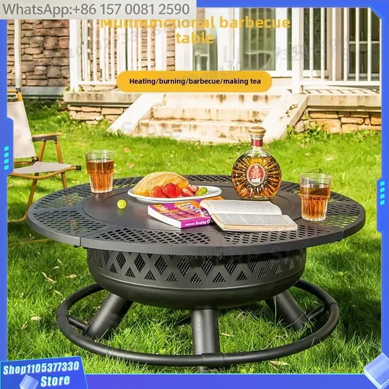 Outdoor Home Use Multi-Functional Steel BBQ Table Modern Patio Heating Charcoal Firewood Stove for Brewing