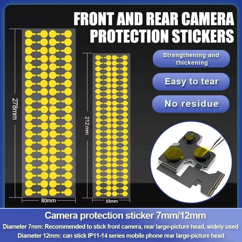 7mm 12mm Lens Sticker for Iphone Camera Repair Infrared Dot Matrix Replacement Protect  Screen Camera Dustproof Tape Tool