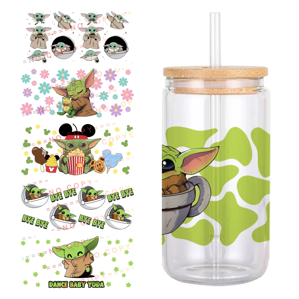 S W Y G 11x24cm 16oz Cup Wrap Sticker Glass Waterproof No Heat Needed UV DTF Coffee Can Wrap Libbey Wrap Decal