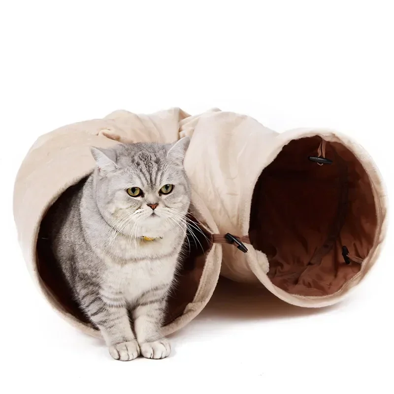 Pet Cat Toys Big Long Cat Tunnel con palla pieghevole materiale scamosciato giocattoli divertenti per gatti 120cm Dia 25cm Kitten Play 2 fori Pet Supplies