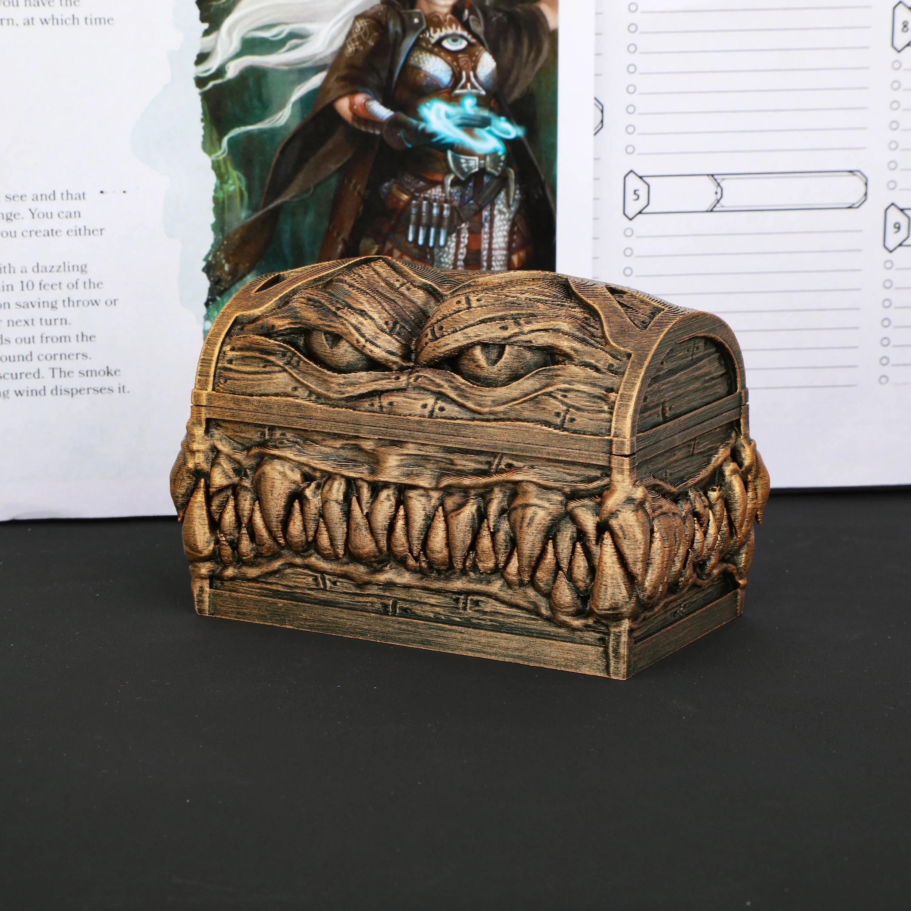 3D Printing Mimic Dice Box Dice Collection Box Tabletop RPG Enthusiasts for Christmas Halloween Gift Desktop Home Decoration