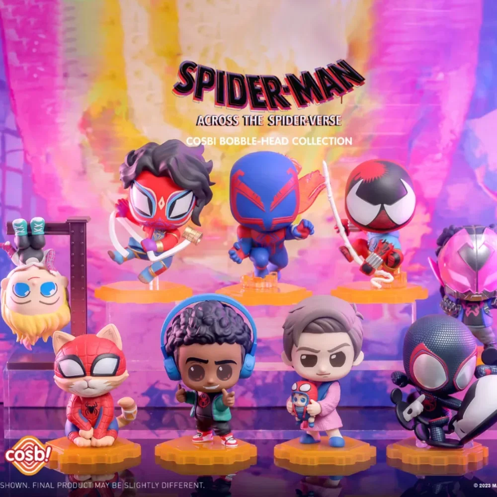 

Spider-Man Across The Spider-Verse Anime Figures Cosbi Cartoon Surprise Guess Box Anime Figurine Child Toy Kawaii Gift