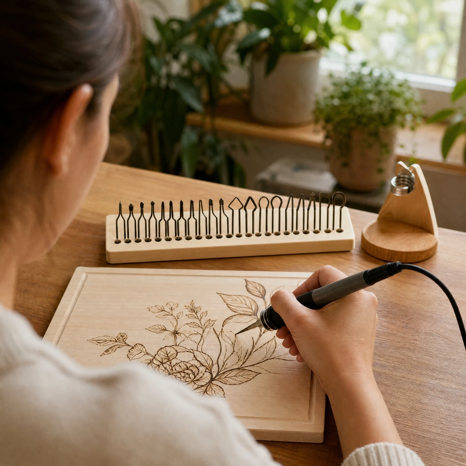 Craft Machine Adjustable Temperature Pyrography Wood Woodwork Kit with Tips Electric Pyrography Machine for DIY Hobbyists