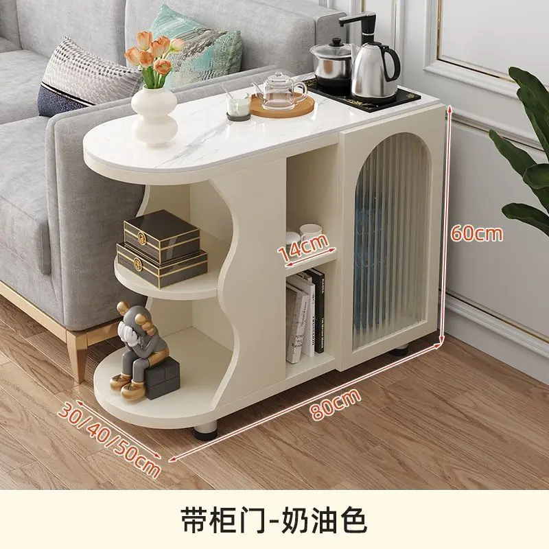 Sofa side cabinet Side cabinet Living room rock slab square table Light luxury Side storage table Simple modern corner table