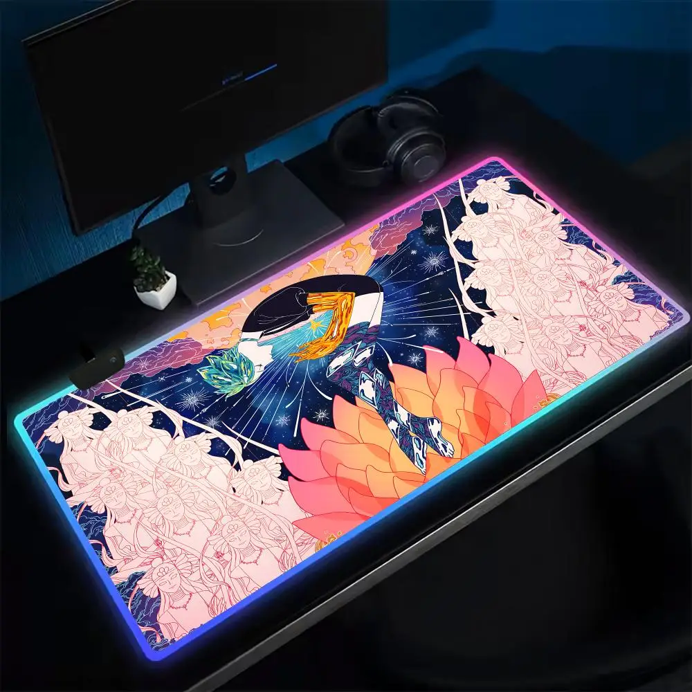 Land Of The Lustrous Mouse Pad Anime Gaming Mouse Pad LED Table Pads Backlit Rubber Desktop XXL RGB Desk Mats