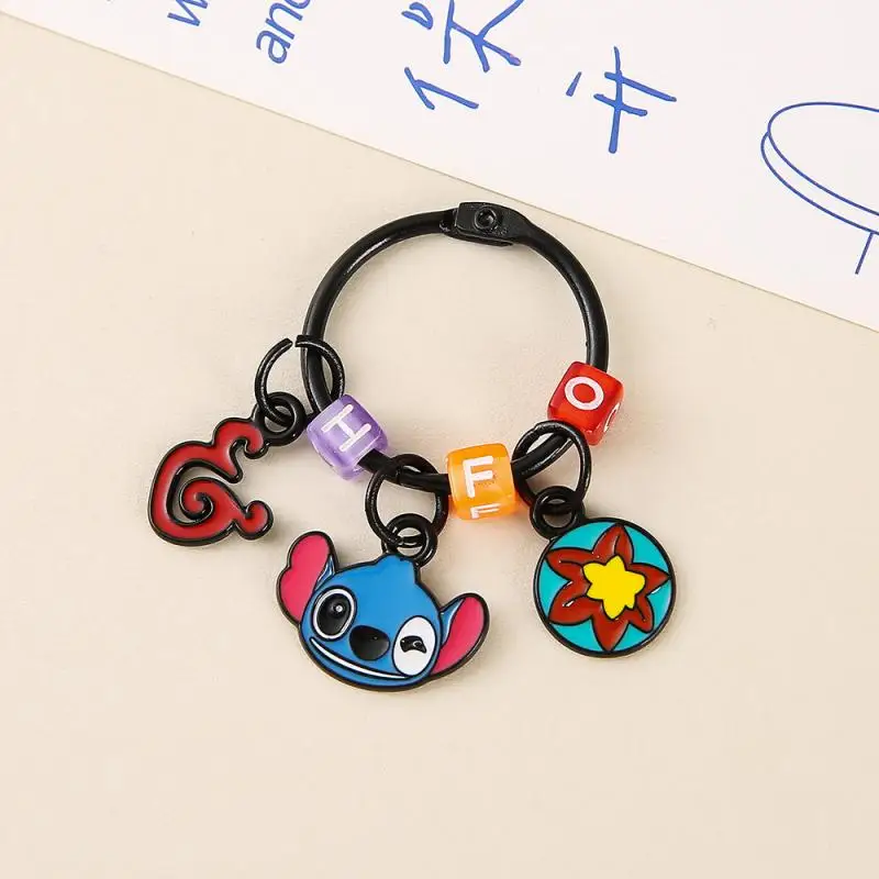 Miniso Stitch Cartoon Bag Pendant Spray Painted Doll Keychain Accessories Random Letters Cute Holiday Gifts for Boys and Girls