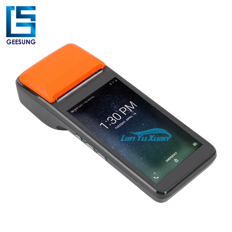 2 Pieces GEESUNG Handheld PDA 3G Android POS System Device with Receipt Printer Barcode Scanner for Parking Bus Tickets