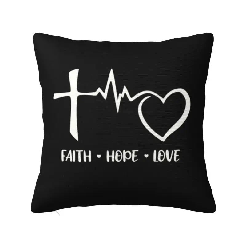 Faith Hope Love Heartbeat Throw Pillow Covers Home Decor Jesus Christ Church God Sofa Cushion Cover Polyester Pillowcase