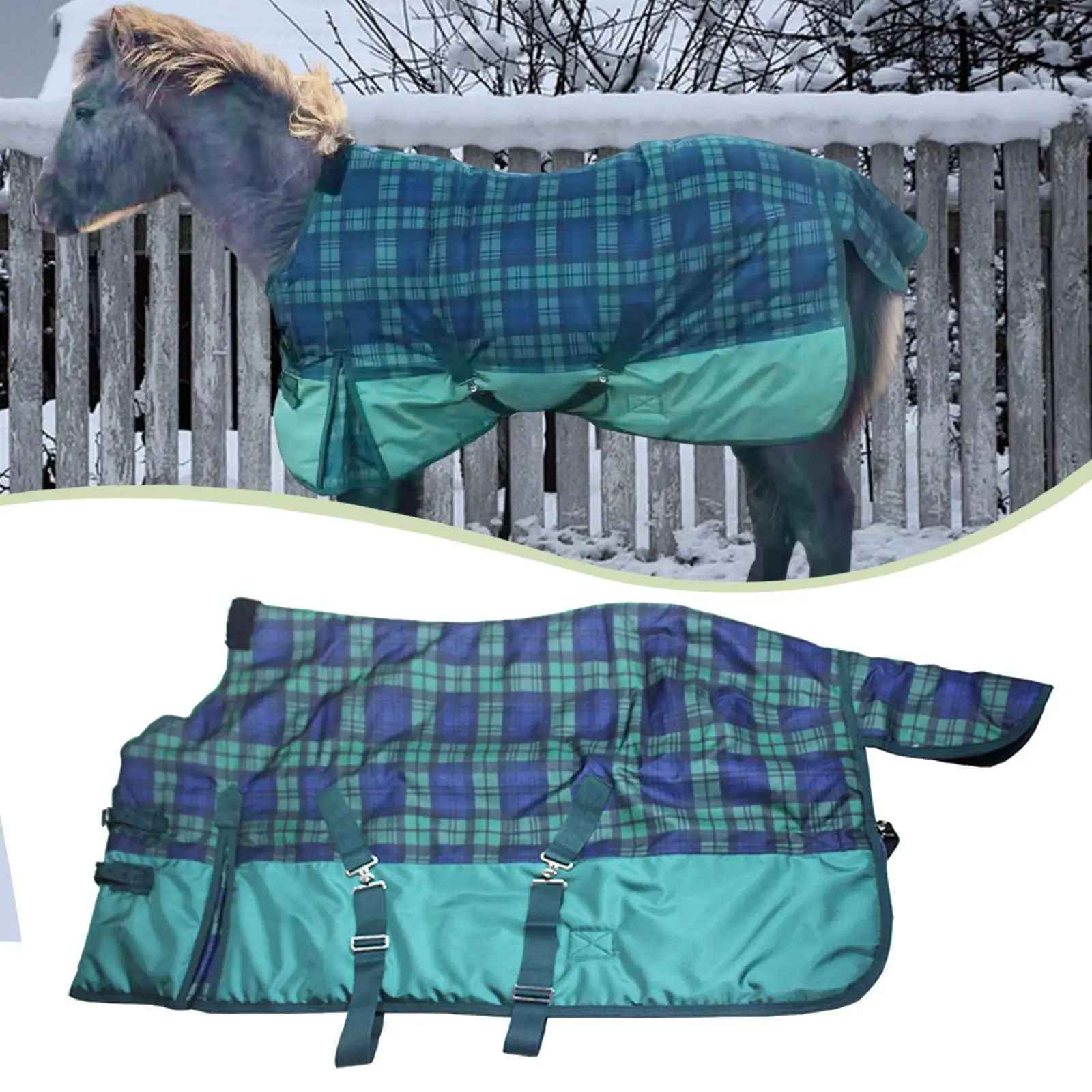 Horse Blanket Warm Tear Resistant, 1680D Oxford Cloth, Easy to Install, Windproof Equine Supplies Horsewear Turnout Blanket