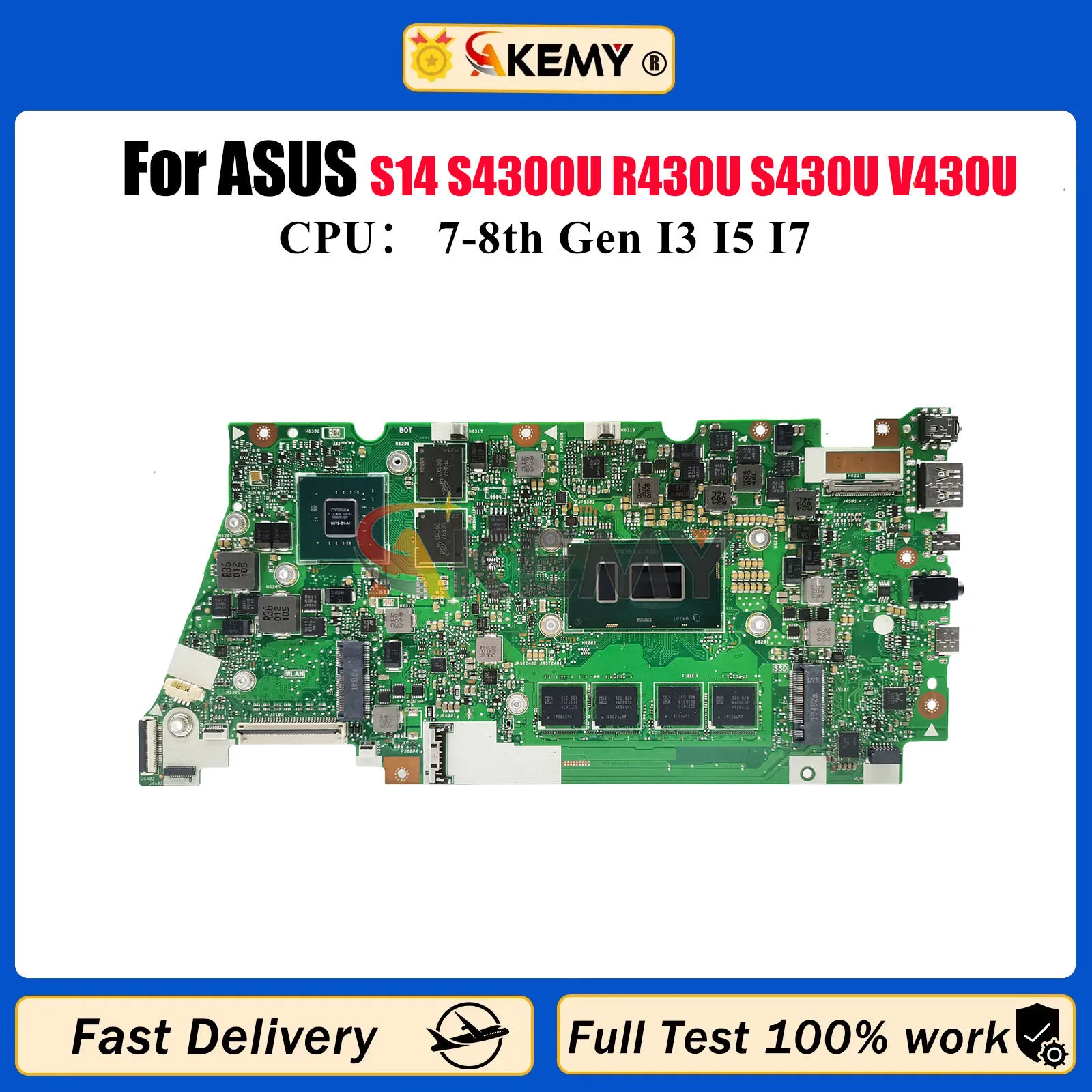 

X430UN Laptop Motherboard For ASUS VivoBook X430U S14 S4300U K430U R430U S430U V430U X430UN Mainboard With I3 I5 I7 CPU tests OK