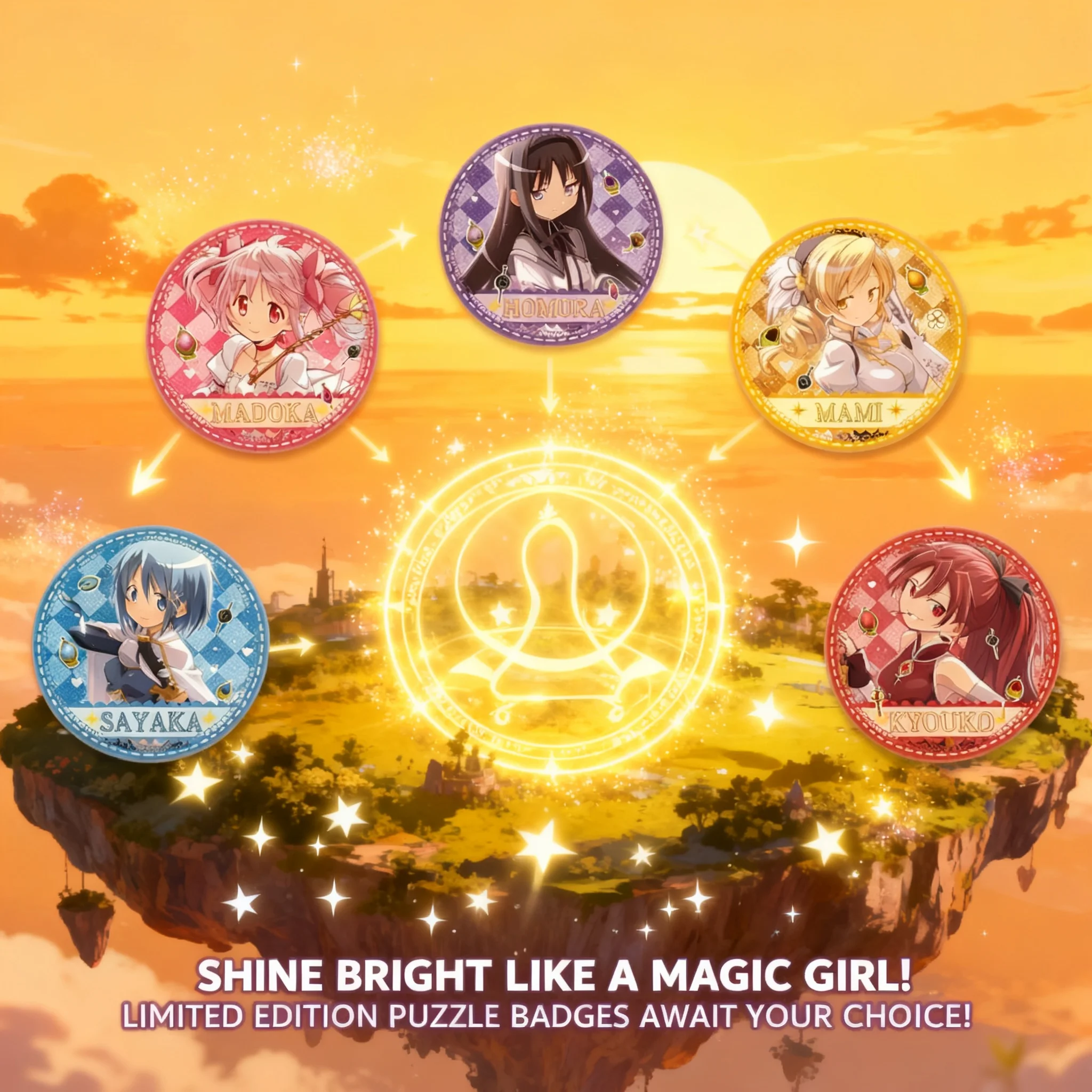 

Аниме-аксессуары для косплея «Волшебница Мадока Магика»: металлический значок-брошь с двойным эффектом мерцания, 75 мм и 58 мм, милый кавайный подарок для фанатов