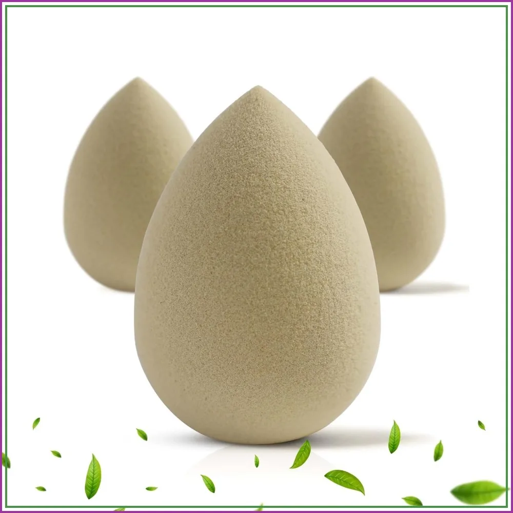 

3-Pack Plant-Based Makeup Sponge, Eco-Friendly Vegan Blender, Latex-Free Biodegradable Sponge for Liquid & Powder Foundation