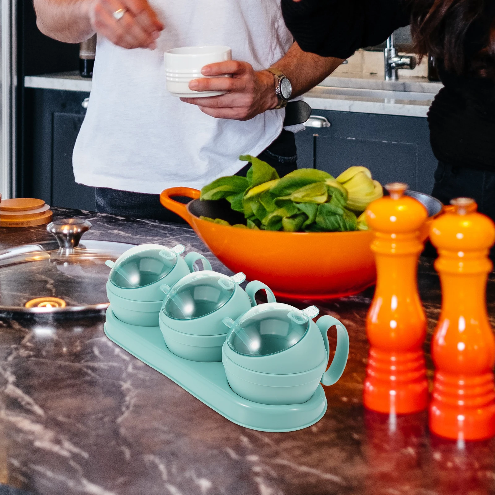 

Seasoning Box Food Grade Material Condiment Containers Spice Jars Storage Tray Kitchen ganization Salt Pepper