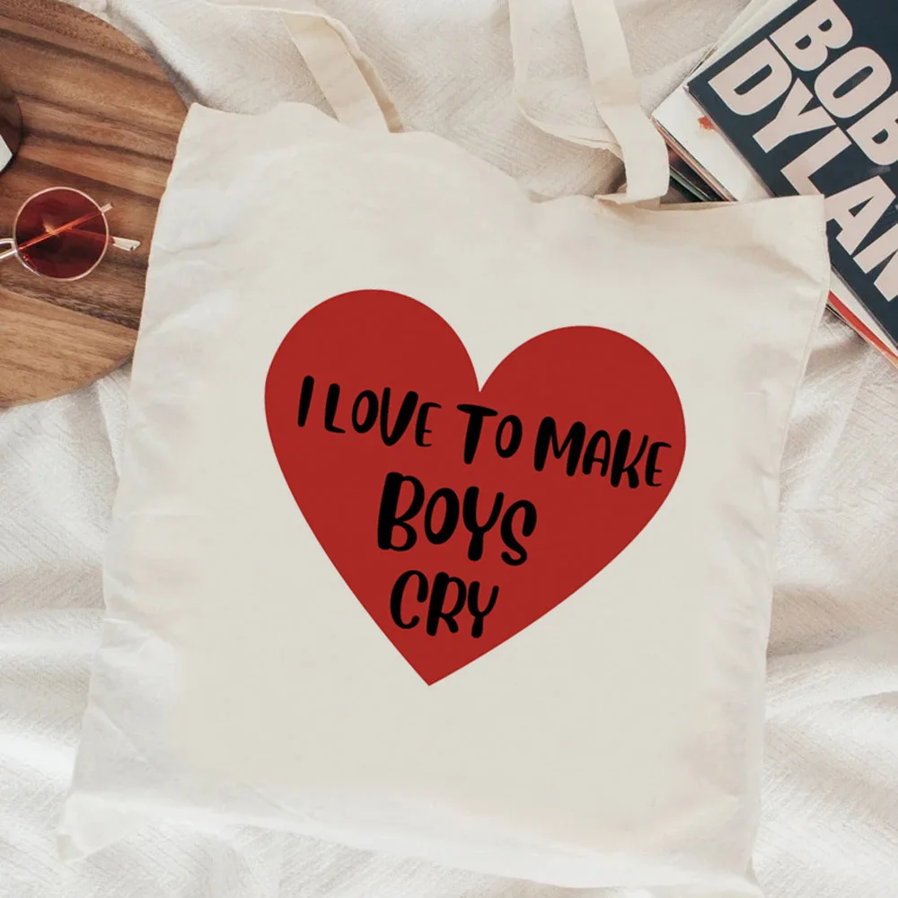 i Love to Make Boys Cry shopping bag grocery cotton shopper shopping bolsa tote bag reusable bolsas reutilizables cloth custom