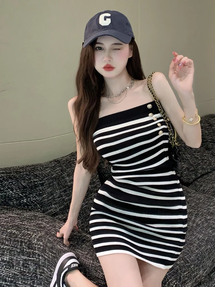 

Сексуальная летняя юбка-труба с открытыми плечами и цветными полосками, облегающая, в стиле ретро, для девушек, с эффектом обертывания, в стиле Pure Desire