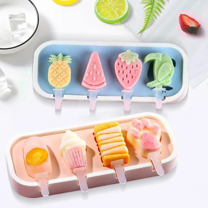 

Popsicles Molds Baby Cute Shapes Silicone Mini Popsicle Molds BPA Free Reusable Ice Cream Mold Popsicle Maker Homemade Set Mold