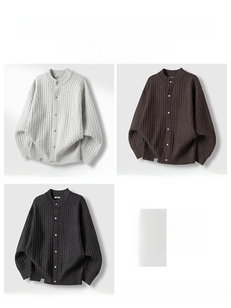 PaulFrank Men's Casual Loose Knitted Cardigan round Ne Warm Sweater Autumn New Sle Comfortable Polyester Blend Long Sve