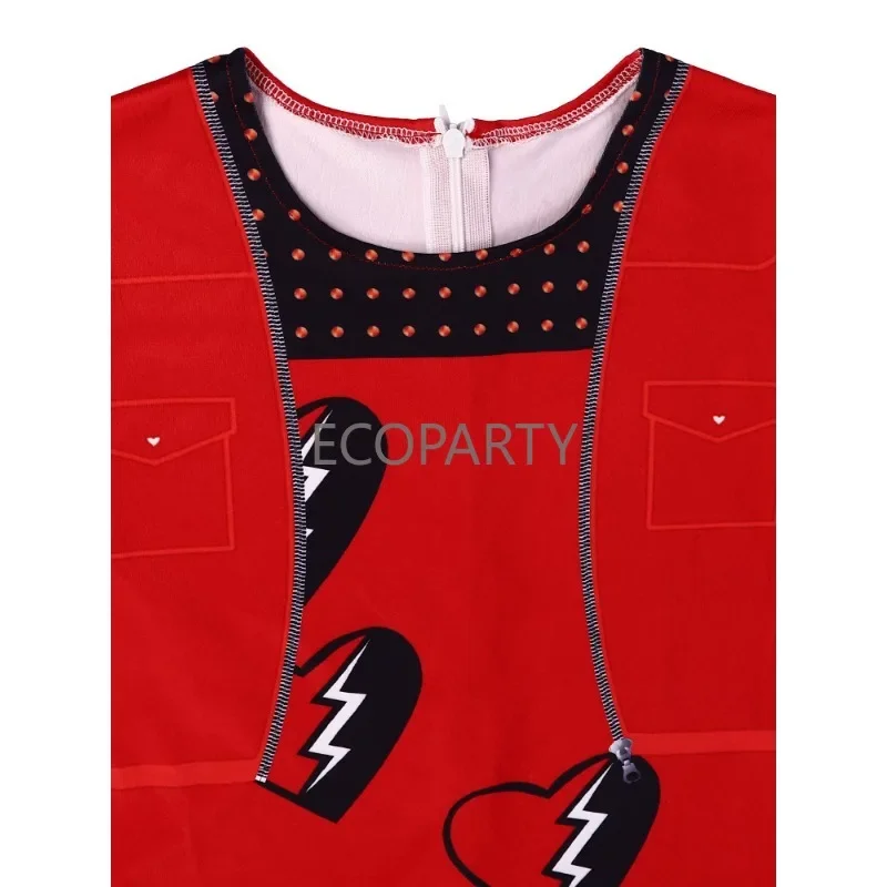 Descendants 4 Red Cosplay Costume Kids Movie The Rise of Red Chloe Princess Dress Girls Halloween Birthday Party Dress Suit Wig