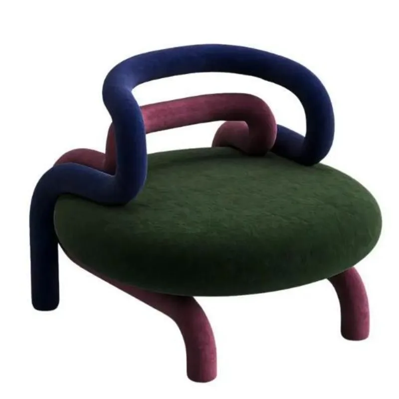 

Modern light luxury living room dining chair book model room creative curved tube backrest armchair solitary armchair