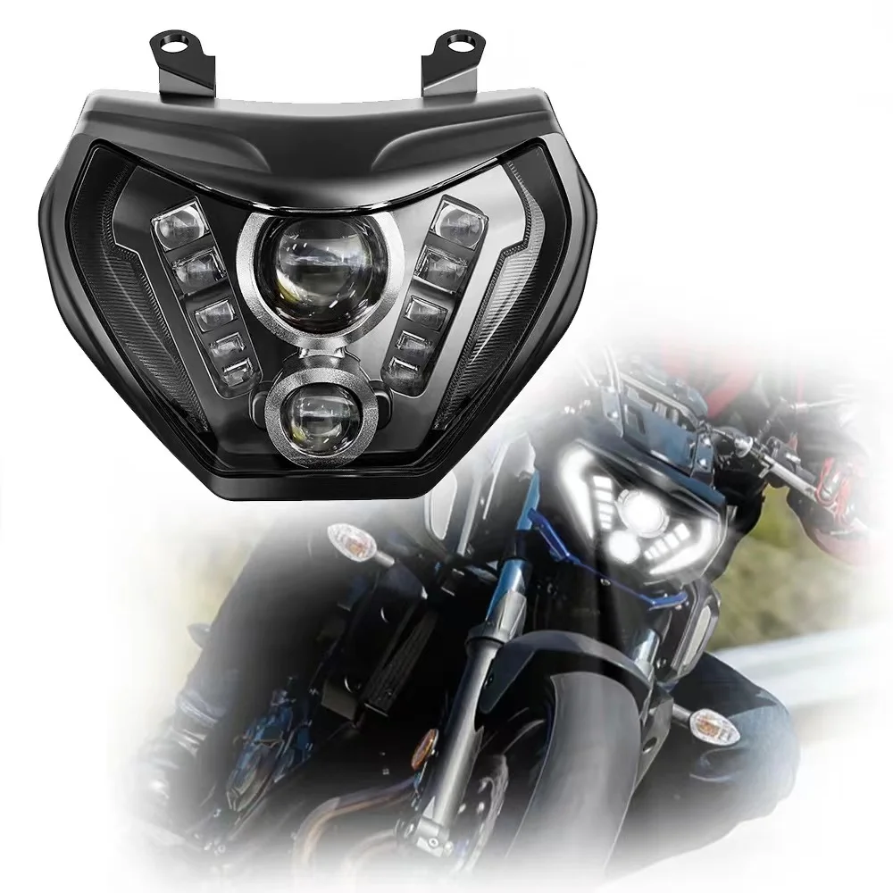 Conjunto de marca electrónica resistente al agua DRL HI/LO Motor de luz alta y baja lámpara LED luz delantera faro de motocicleta para Yamaha MT 09 FZ 09