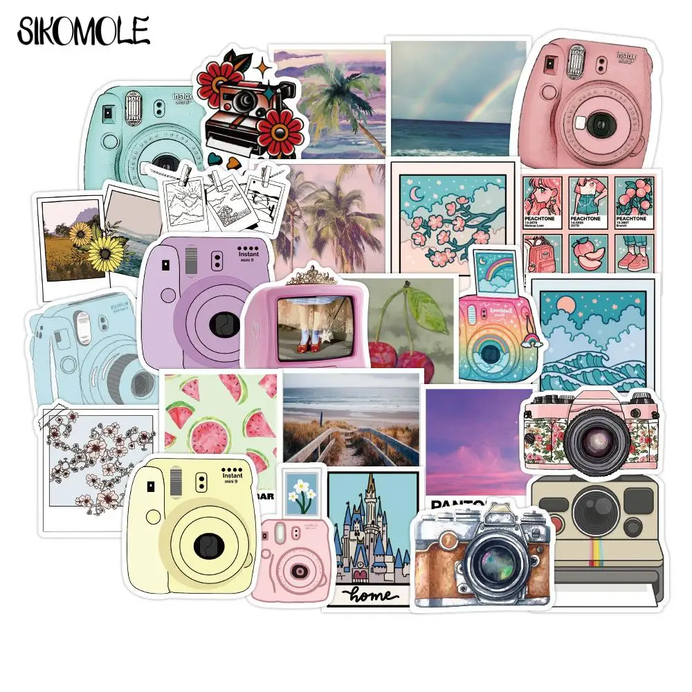 10/30/50PCS Cartoon Travel Camera Stickers Girl Square DIY Toy Laptop Fridge Phone Skateboard Suitcase Decal Graffiti Sticker F5