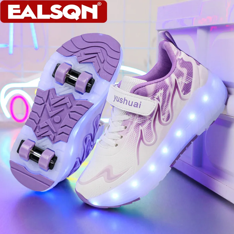 

Four Wheels Children's Led Light Roller Skate Shoes For Kids Boys Girls Luminous Sneakers Skateboard USB Charging