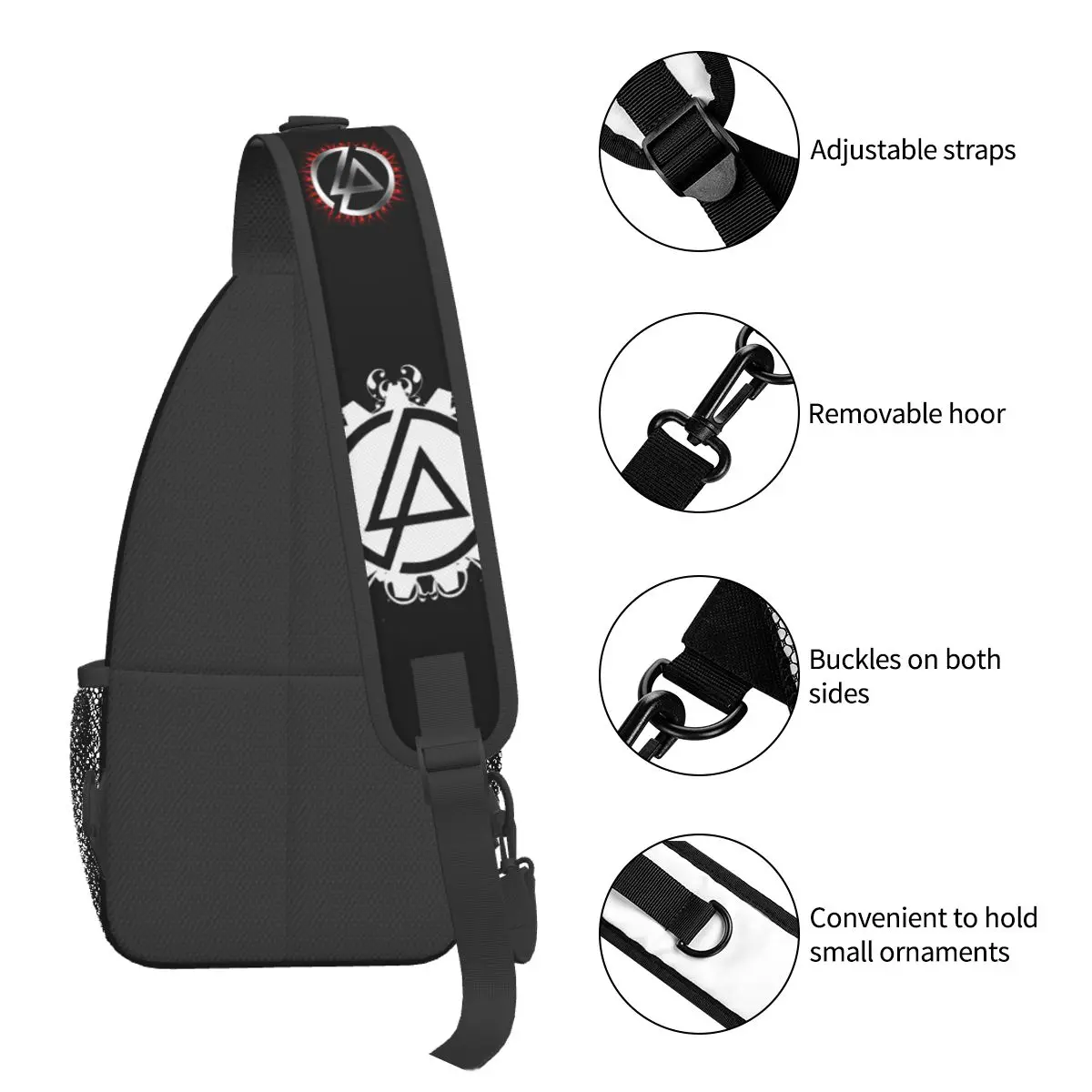 Linkin-park-bandolera con logotipo, bolso de pecho, mochila de hombro con música nu-metal, mochila de día para senderismo y viaje