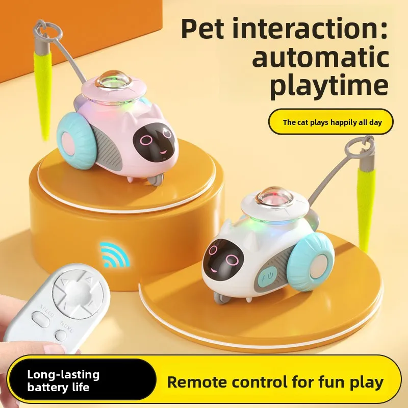 Electric Pet Toys Smart Racing Car Remote-Controlled Electric Cat Toy Self-amusing Caterpillar Teaser Wand for Cats Pets