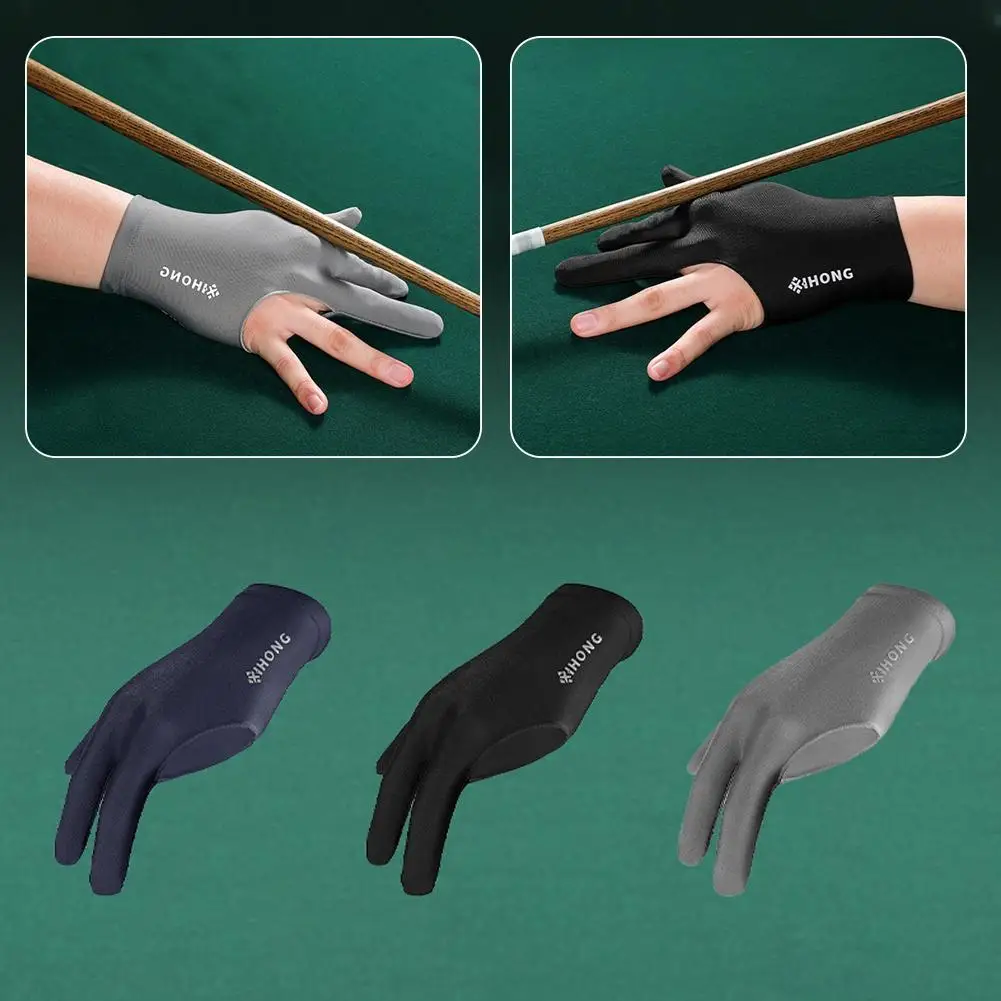 Three-finger Professional Billiards Gloves Anti-slip Snooker Table Comfortable Gloves Breathable Elastic Accessories Tennis O0O2