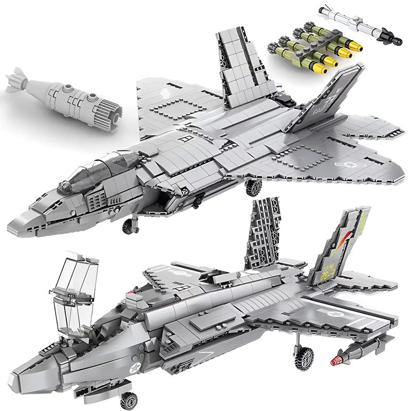 Reobrix 33020 MOC F-22 Raptor Fighter Building Blocks WW2 Army Airplanes Aircraft Soldier Figures Bricks Toy Kid Birthday Gifts