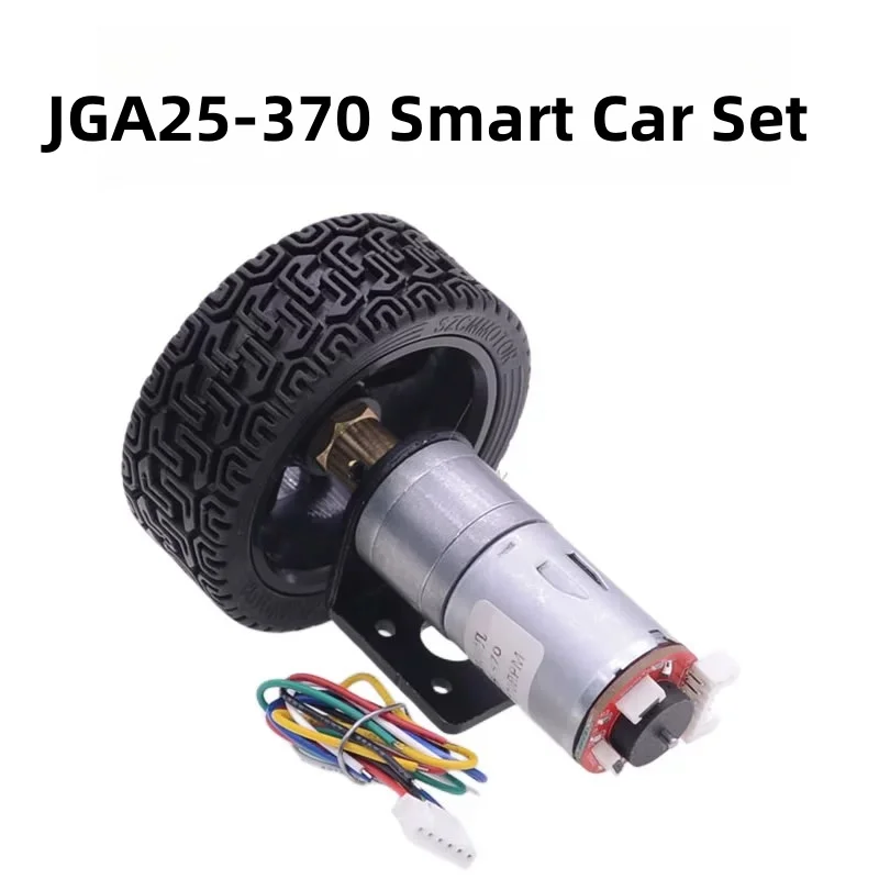 6V12V24V JGA25-370 Smart/Intelligent Car Chassis Kit/Set DC Motor+65x26mm Tyre+Bracket+Encoder+Coupling+Screw Wrench Robot Model