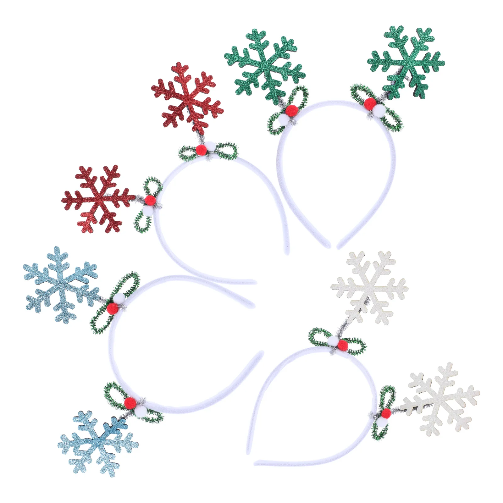 

4Pcs Christmas Snowflake Headband Glitter Holiday Party Supplies Winter Head Accessory Xmas Celebration Snowflake Headpiece