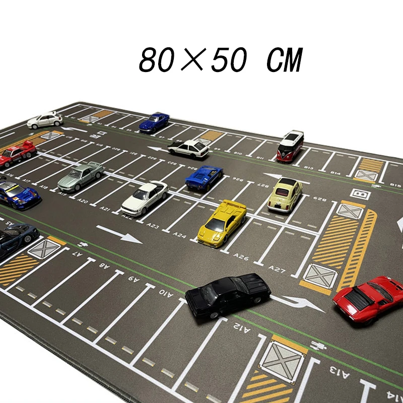 80CM 1:64 Scale Car Scene Mat Large Parking Lot Mat for Diecast Model Vehicle Scene Display Toy Mouse Pad Scene Display