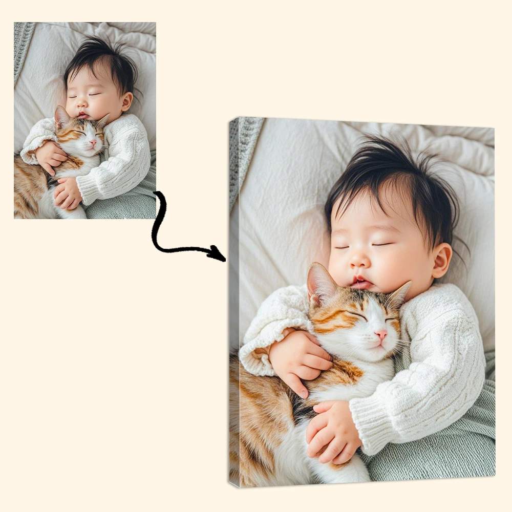 1 unidad de fotos personalizadas sobre lienzo con marco de madera DIY o póster sin marco, fotos personalizadas para su amante, familia, amigo