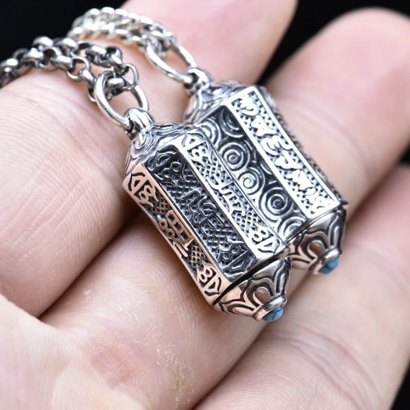 S925 Sterling Silver Charms Pendants for New Fashion Gawu Box Can be Opened Cinnabar Bottle Six Truths Jewelry Wholesale