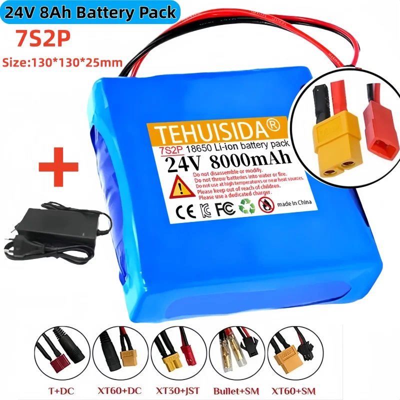 

24V Large Capacity 7S2P 8000mAh 24V Unicycle/skateboard Battery Pack 18650 Lithium Ion Rechargeable Battery with BMS Protection