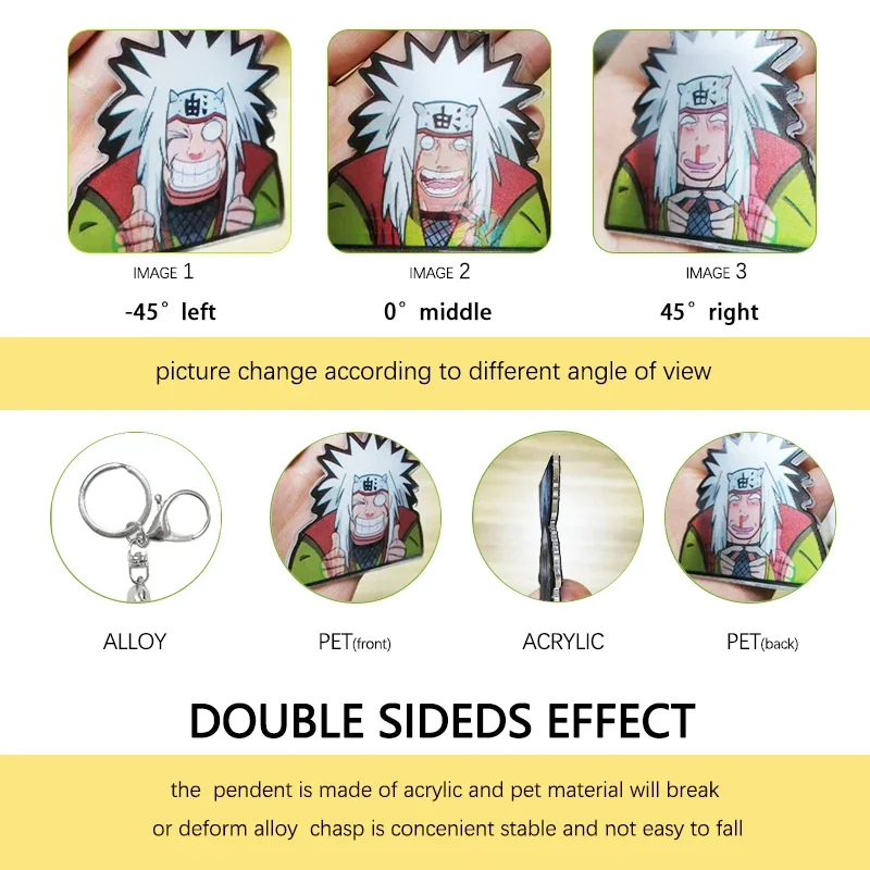 NARUTO Jiraiya Motion Key Chains Acrylic Keychains Bag Pendant Car Keyring Anime Peripheral Gift Creative Key Chains