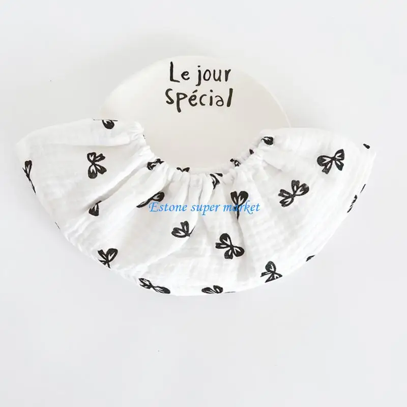 

090B Baby Elastic Bib Cotton Pullover Teething Bib Print Rotating Drooling Bib Skin-Friendly Soft Burp Cloth Feeding Bib