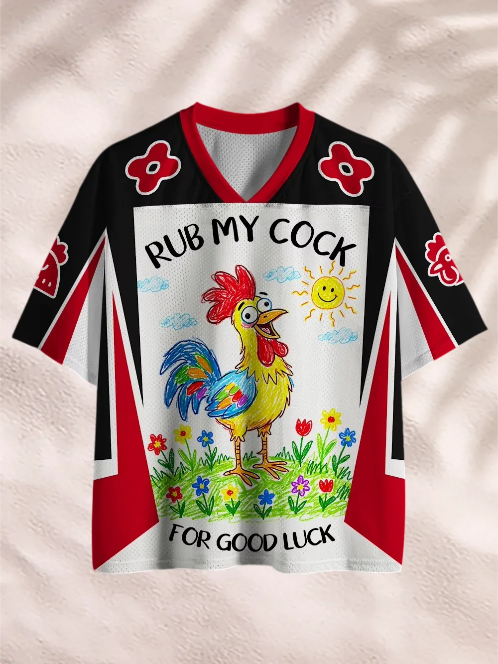 Funny Rooster Family Matching Clothes Retro Cartoon Graphic V-Neck Jersey T Shirts Unisex Harajuku Streetwear Hip Hop Tops Y2K