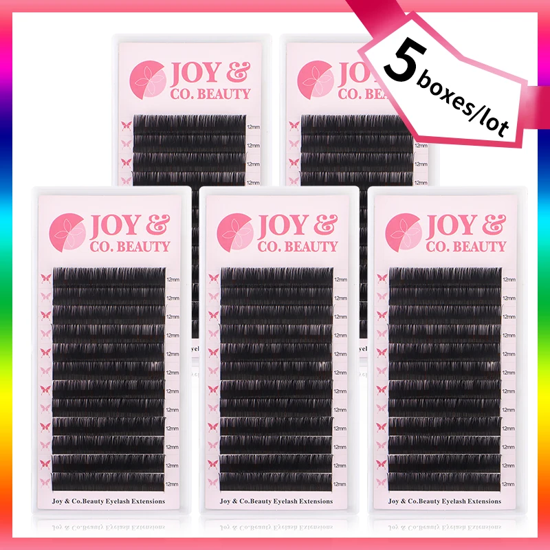 

5Case/Lot JoyCo Individual Eyelash 1 case 12rows Synthetic Mink Eyelash Extension Fake Eyelash Extension Soft Natural