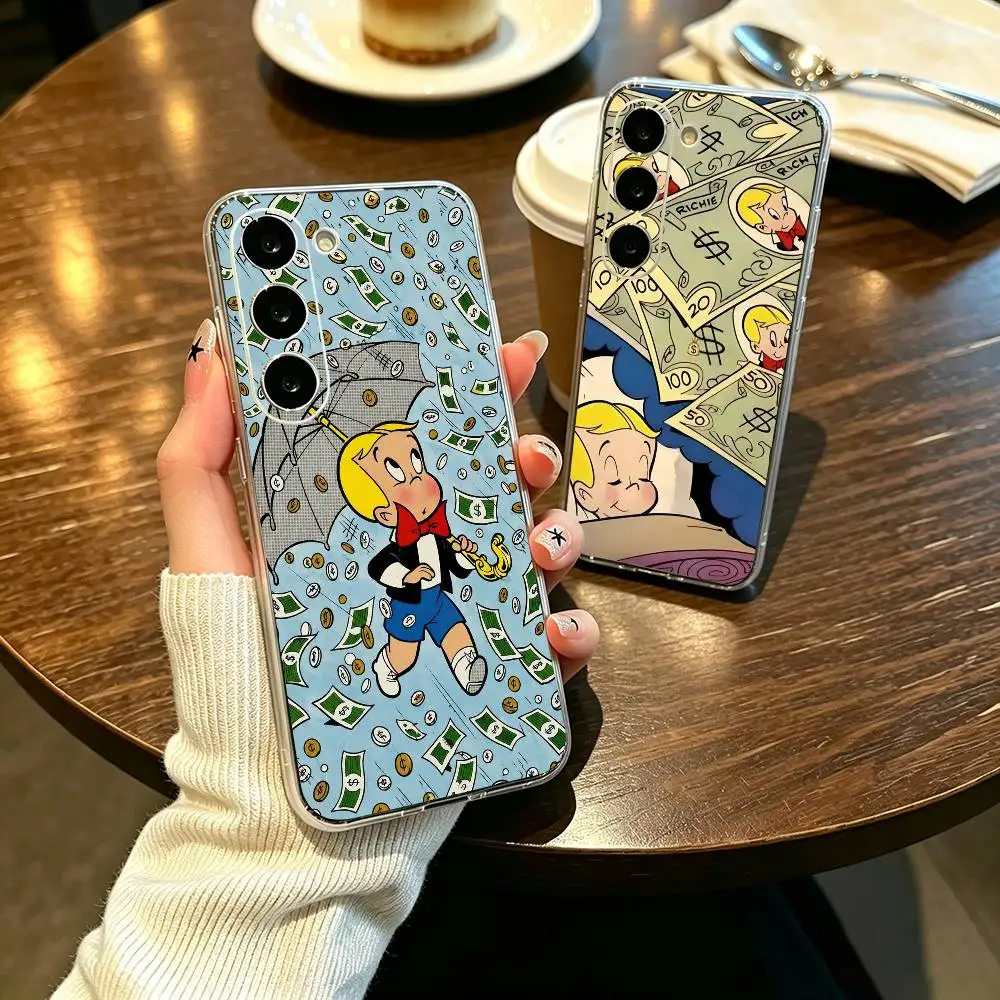 Cartoon R-Richie Rich Art Fashion  Phone Case For Samsung A71 A55 A51 A52 A35 Cover Transparent Silicone Phone Cover