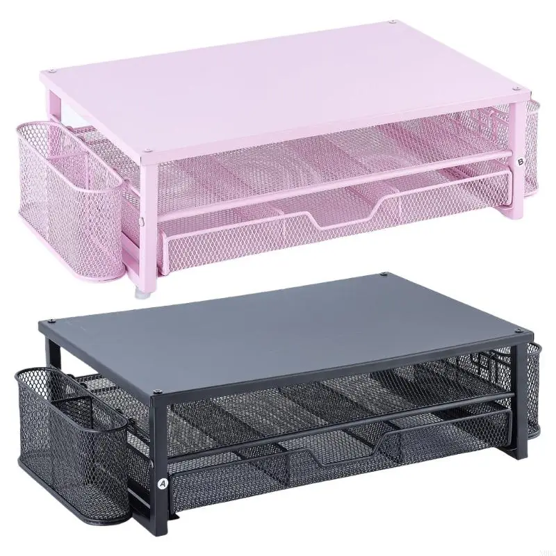 

Многофункциональная подставка для экрана с боковым хранением, металлическая подставка для ноутбука с выдвижным ящиком, чашка для