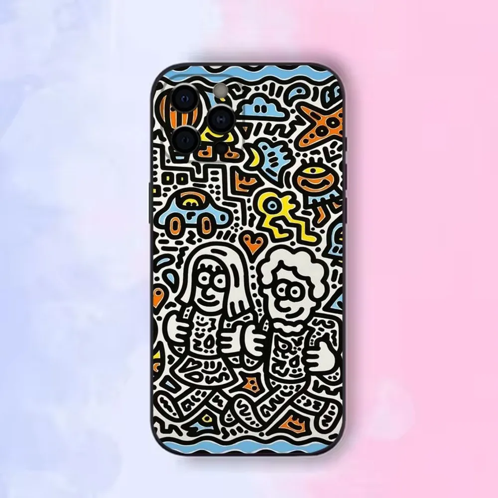 Graffiti Art Mr D-Doodle-e Phone Case For Apple iPhone 15,14,13,12,11,Pro,X,XS,Max,XR,Plus,Mini Soft Black Shell image 2