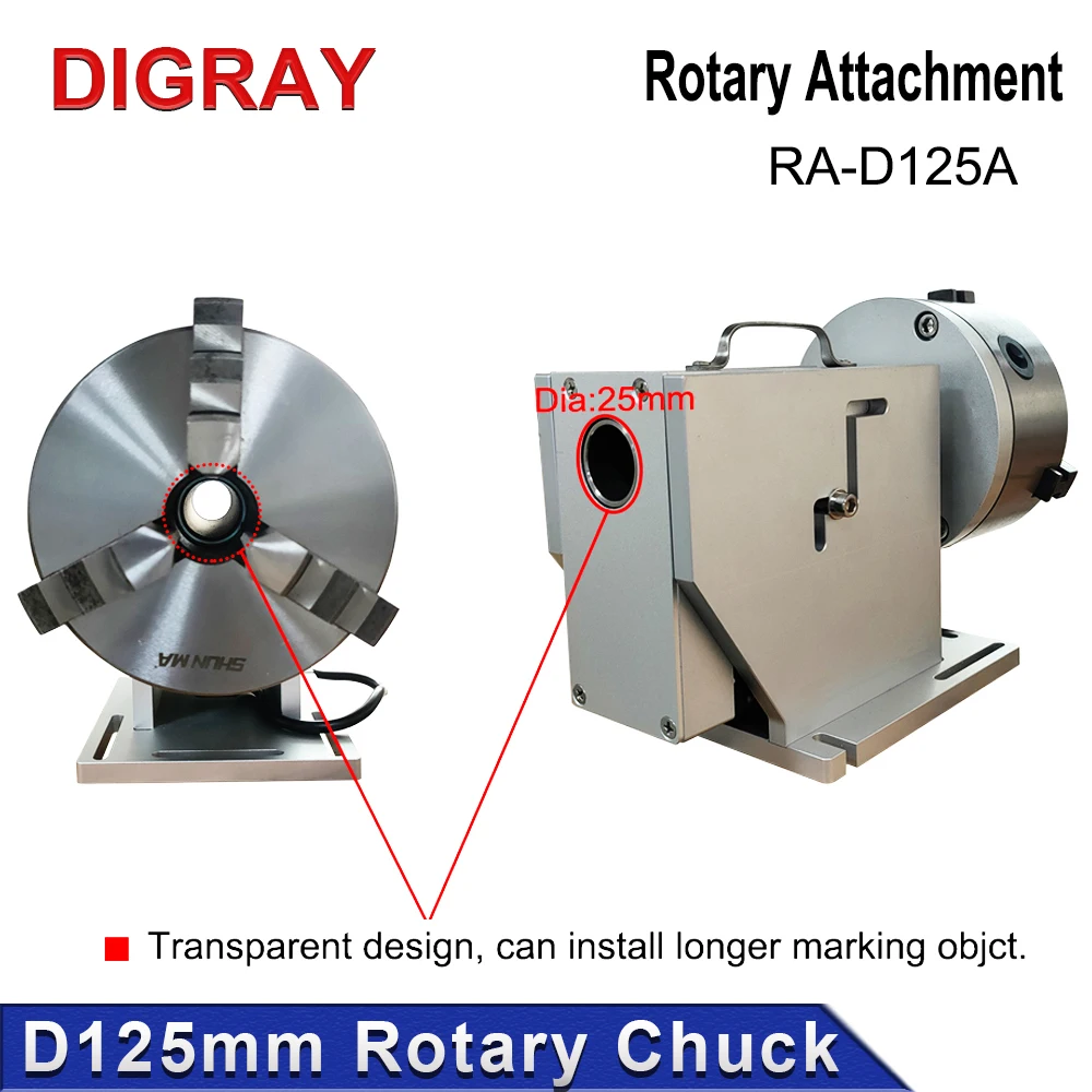 DIGRAY Rotary Worktable Chuck Diameter 125mm Rotary Attachment With Driver DM5042 for CO2 UV Fiber Laser Marking Machine