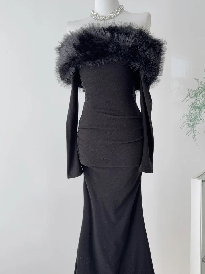 

Pure Desire One oulder Knitted Dr Women's Sexy Bodycon Long Sve Dr Autumn Winter New Sle Polyester Fiber Knitted