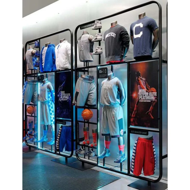 [Customized]Custom Brief Clothes Wall Display Retail Men Garment Sketchy Clothes Rack Clothing Store Clothing Display Rack Wood,